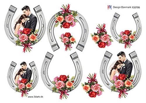 3D Brudepar i hestesko